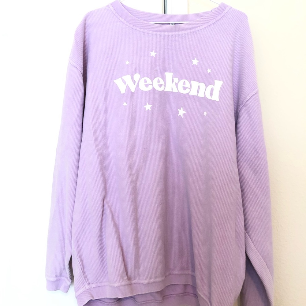 Friday + Saturday Weekend corded sweatshirts lilac purple XL